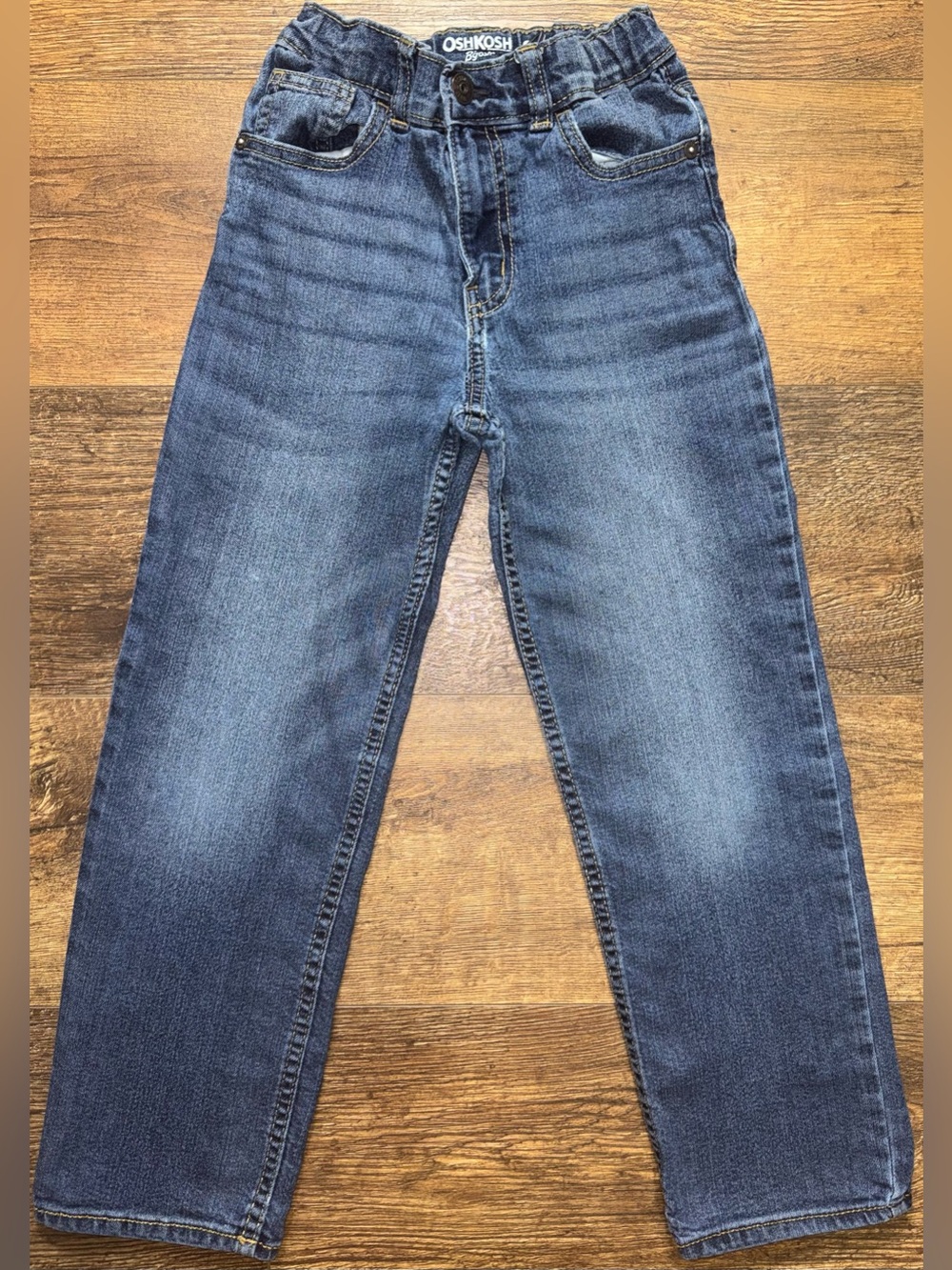 OshKosh B’gosh Boys Classic Leg Jeans Size 7R Adjustable Waist Dark Wash